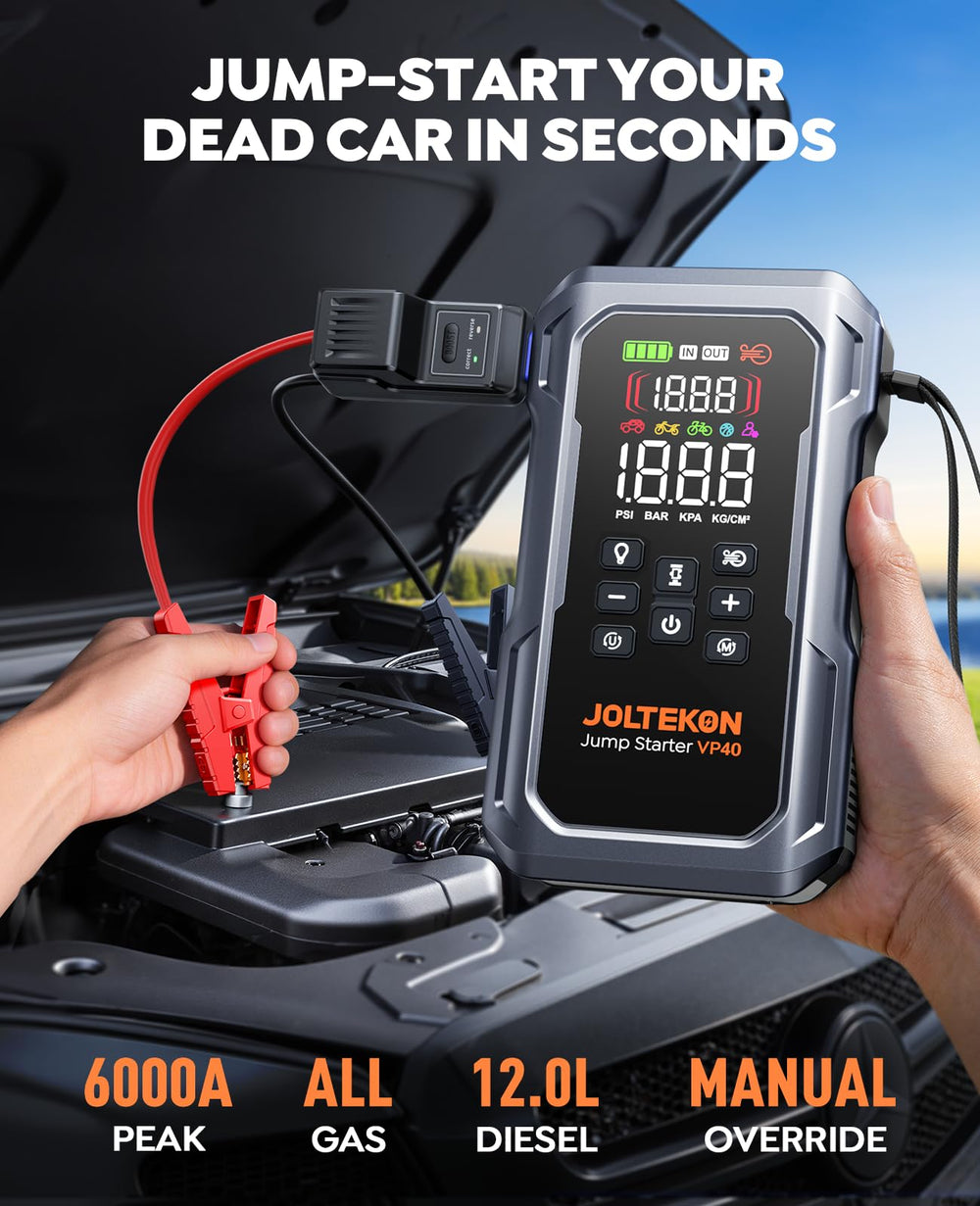Joltekon smart 3.3-inch display detail showing live pressure and mode indicators