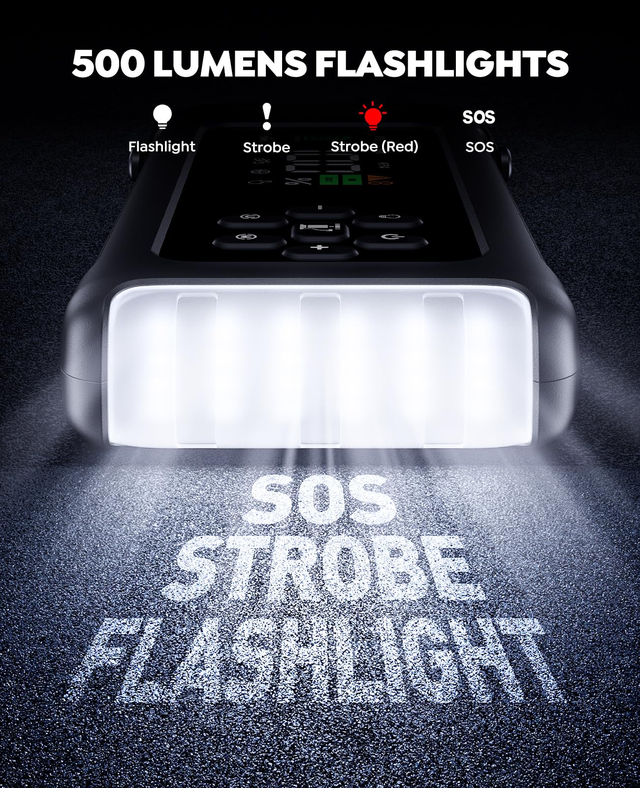 Joltekon LED flashlight and ergonomic handle for night roadside visibility