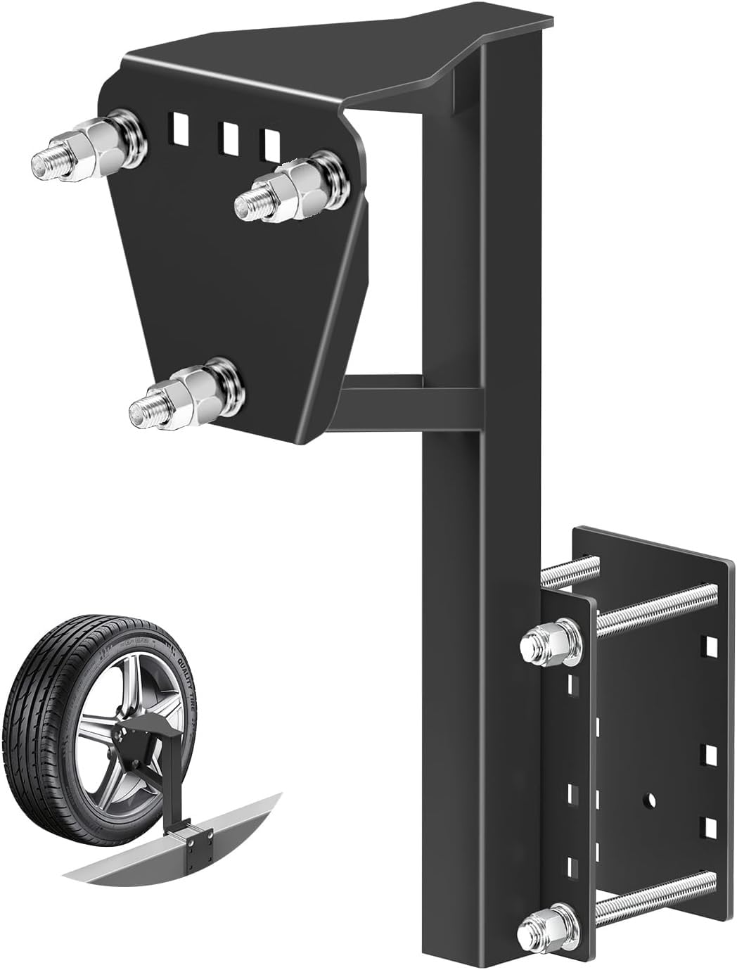 Joroamp front view of mount showing secure 3-nut locking benefit