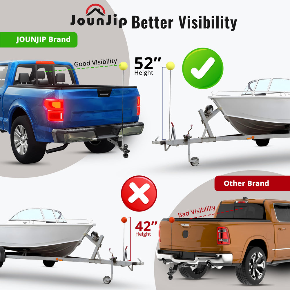 JOUNJIP neon ball top visible above truck bed for high-visibility alignment guide