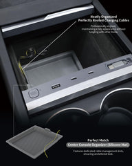 Jowua hub installed in Model Y center console, tidy integrated charging benefit