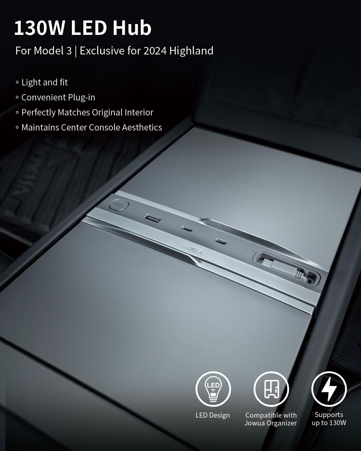 Jowua hub LED-lit ports making nighttime plugging easier and more visible