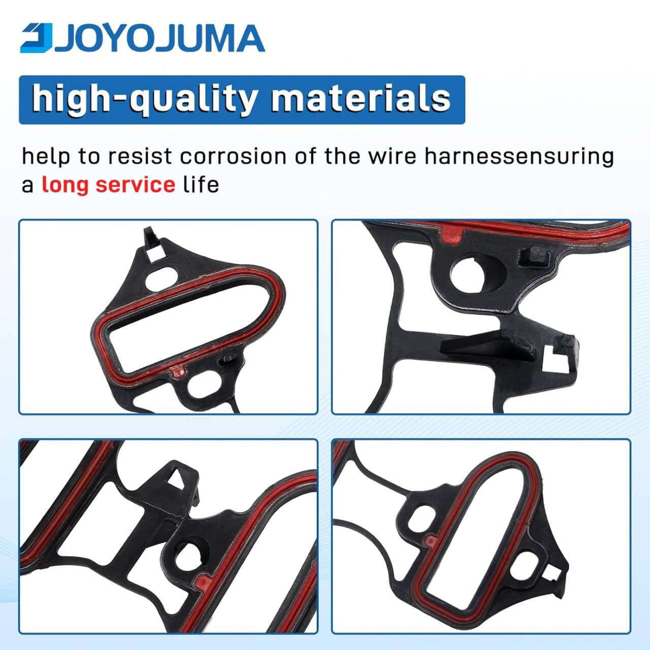 JOYOJUMA intake manifold gaskets flat-lay illustrating sealing surfaces for leak prevention
