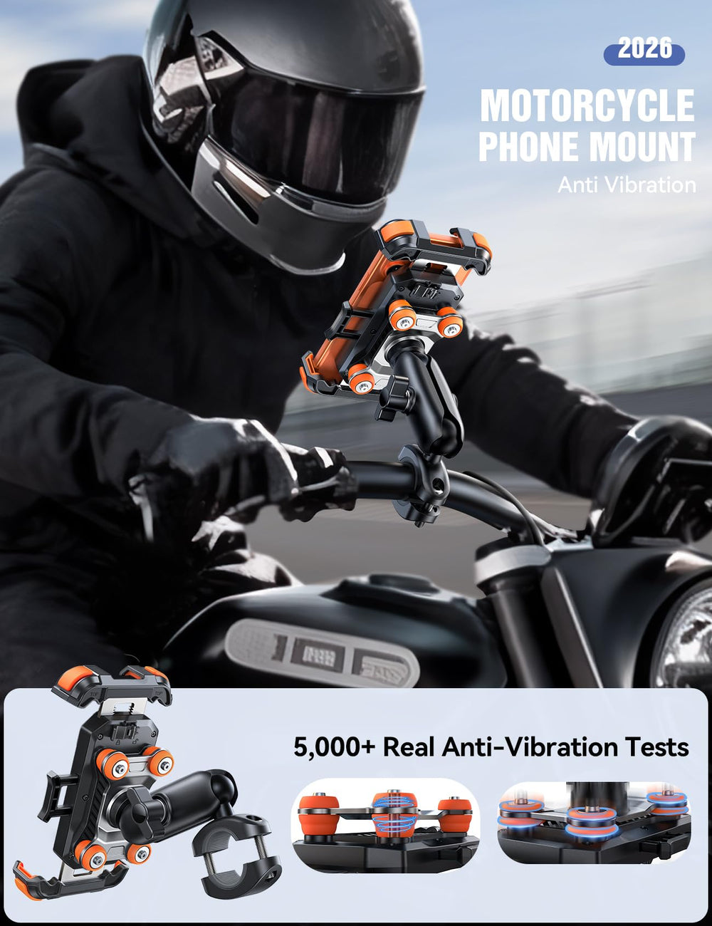 joyroom handlebar compatibility scale showing fit for 18–34mm bars and secure clamp