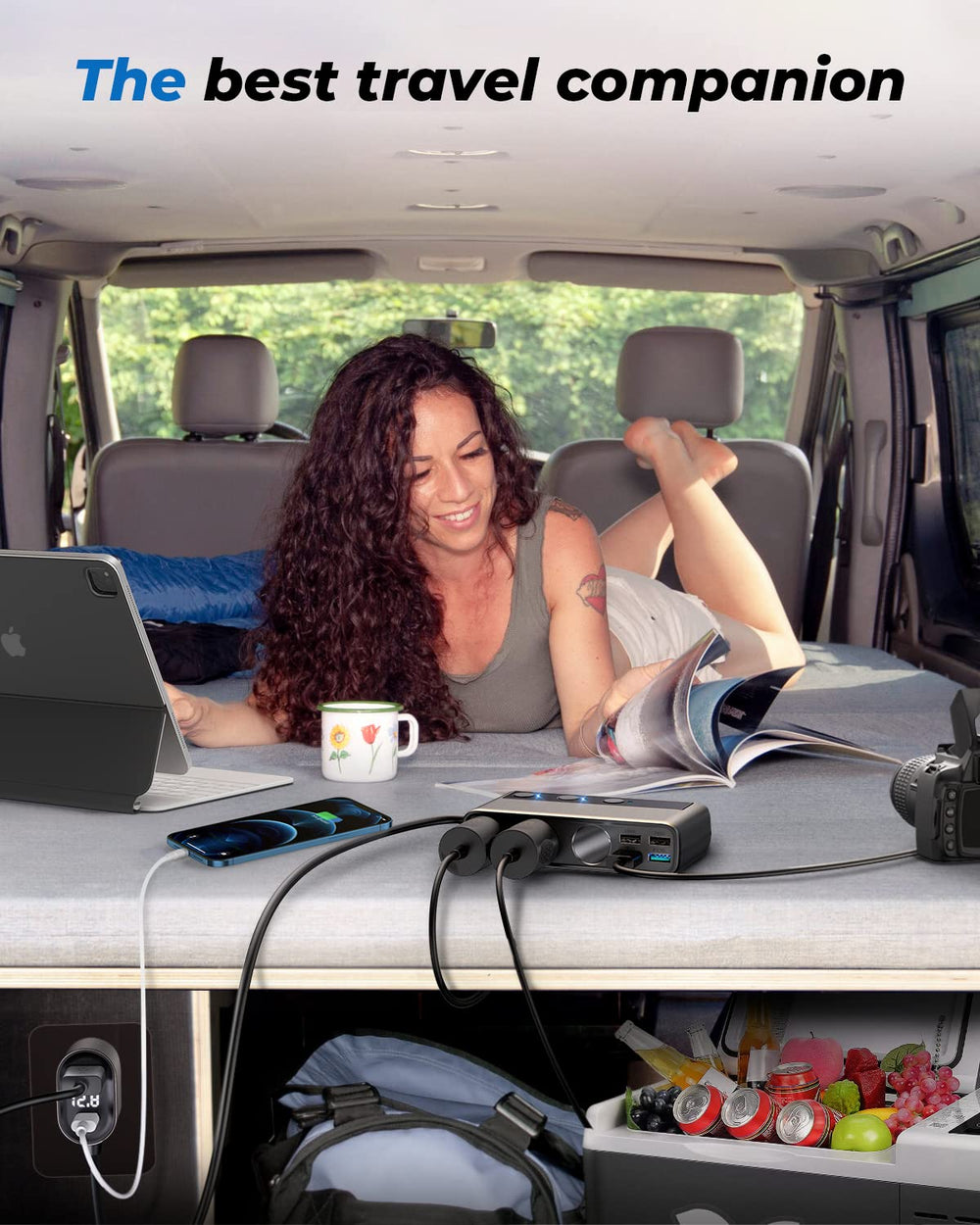 JOYROOM mounted on dashboard powering devices for hands-free travel convenience