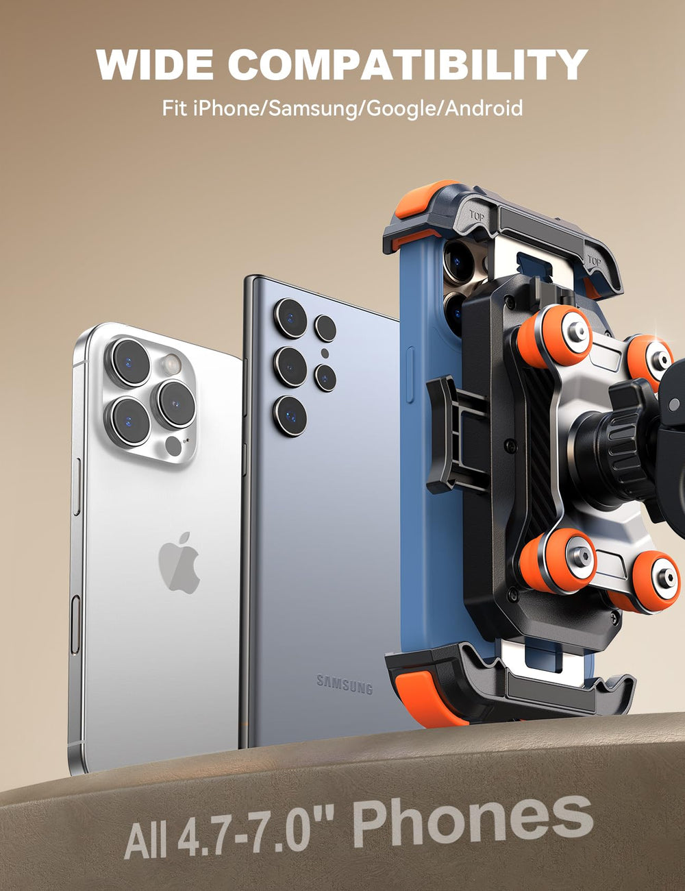 JOYROOM mount next to ruler showing compatibility with large phones benefit