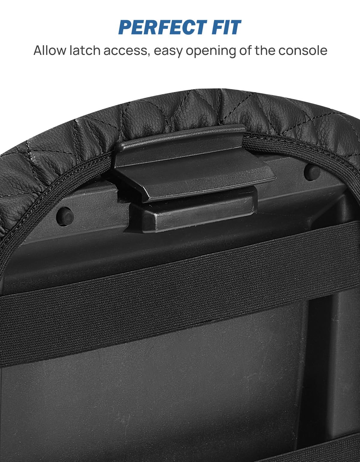 JOYTUTUS elastic strap under console secures cover and prevents slipping