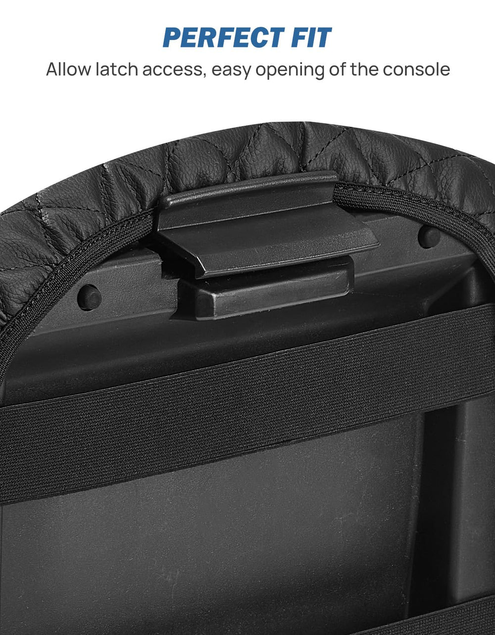JOYTUTUS elastic strap under console secures cover and prevents slipping