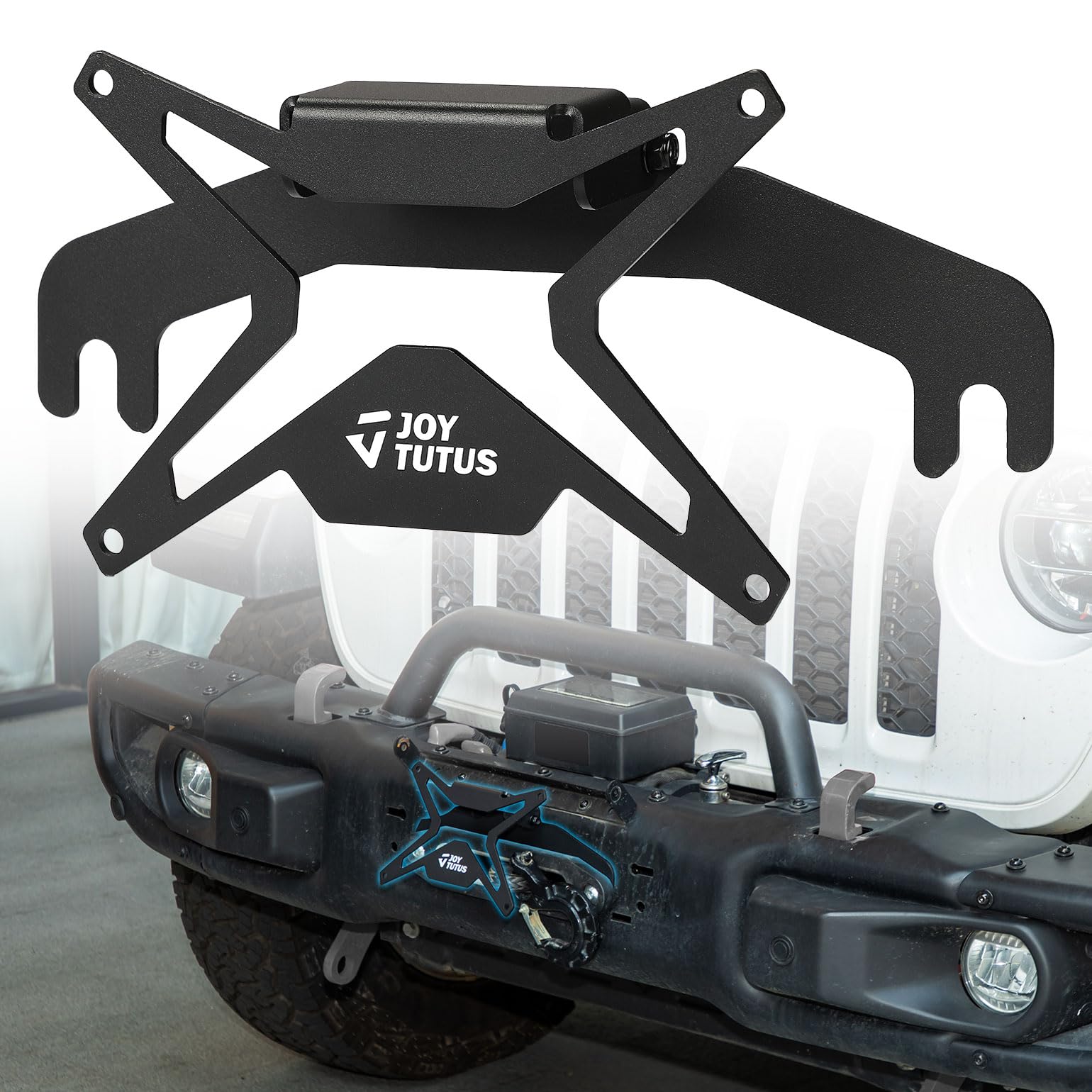 JOYTUTUS front-mounted plate on bumper showing streamlined appearance and protection