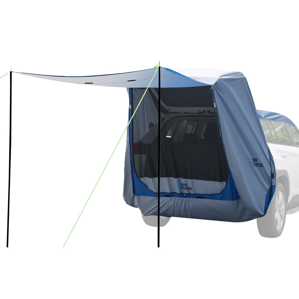 JOYTUTUS front view showing closed tailgate tent and protected entry