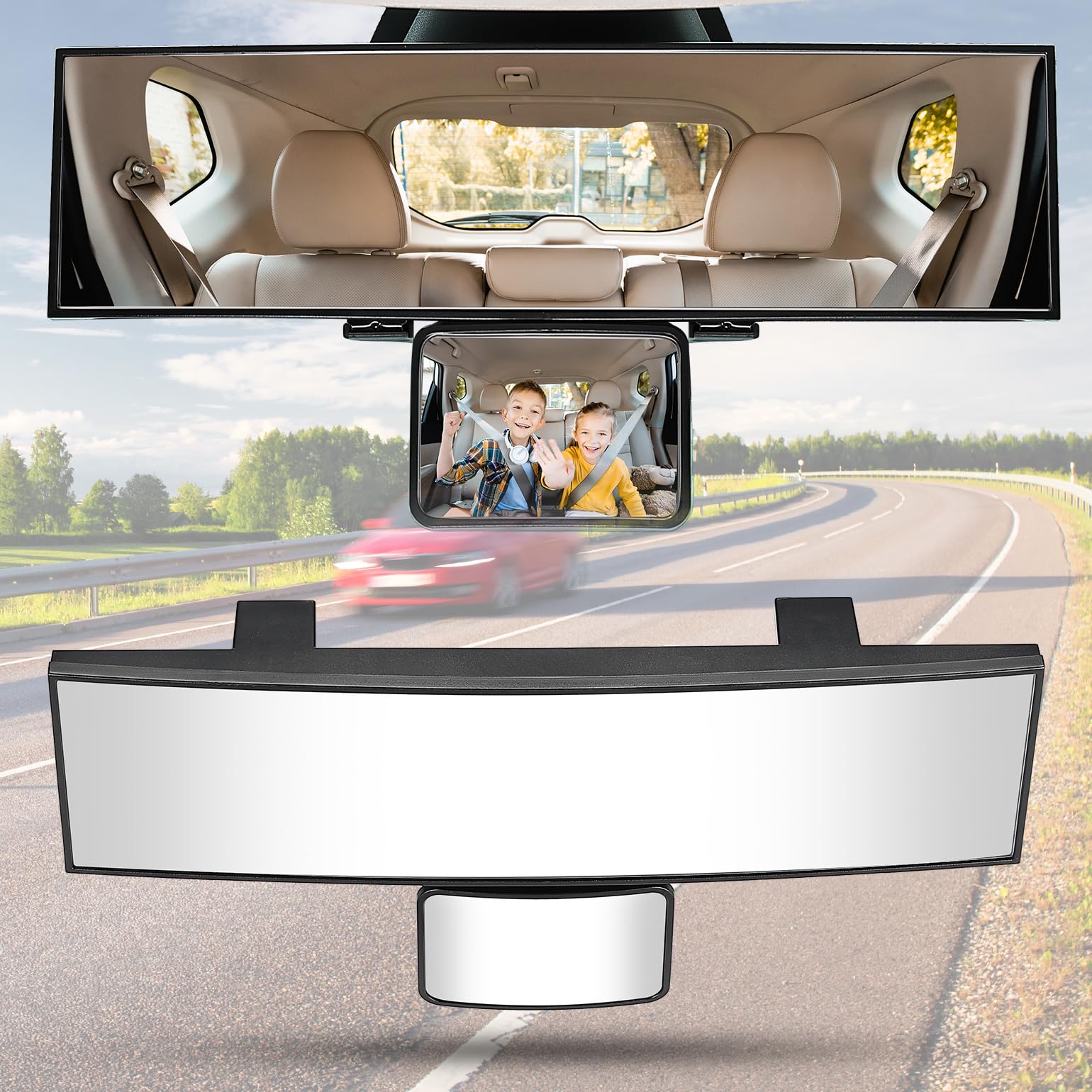 JOYTUTUS front view full mirror showing wide panoramic benefit