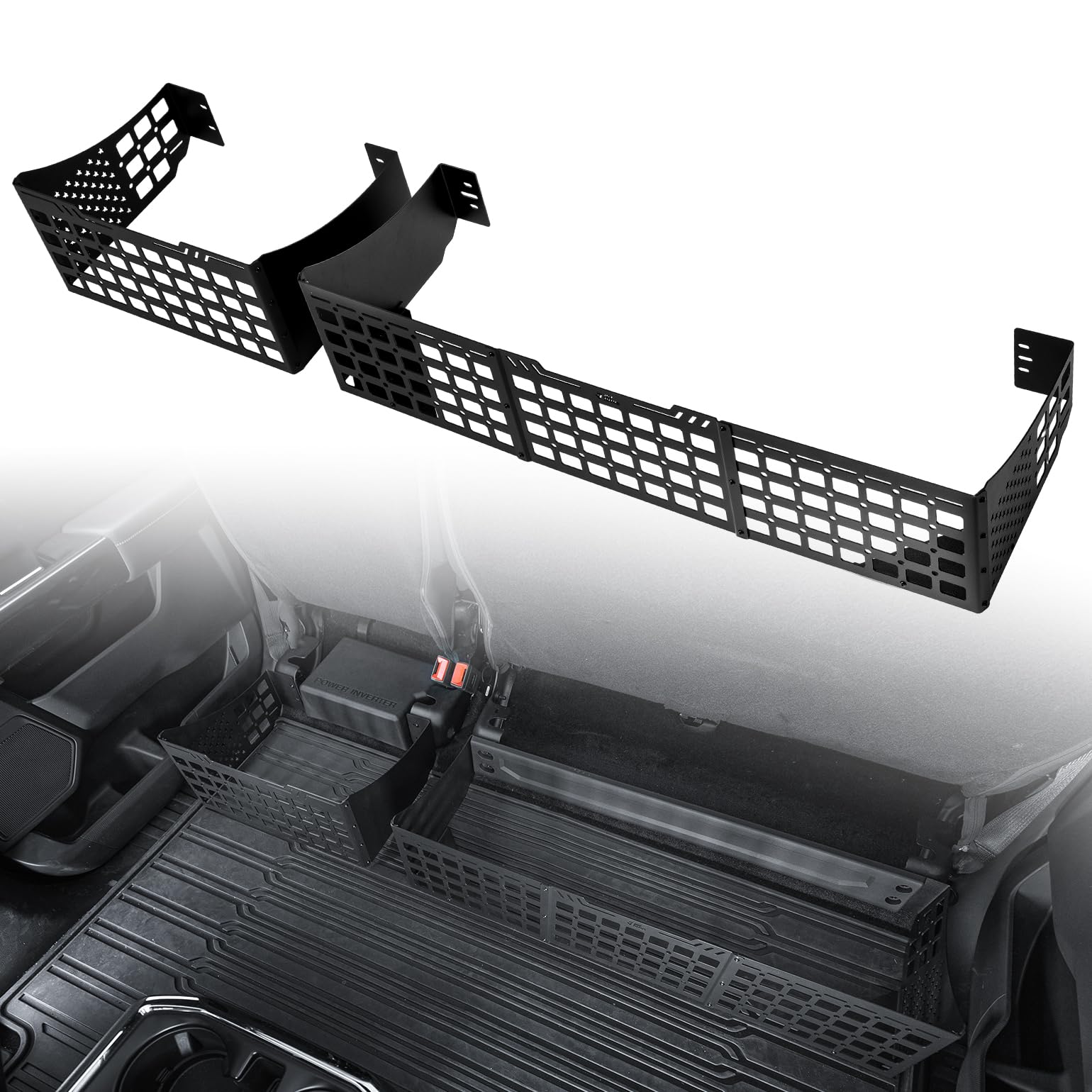 JOYTUTUS front view of installed under-seat panel showing secure storage benefit