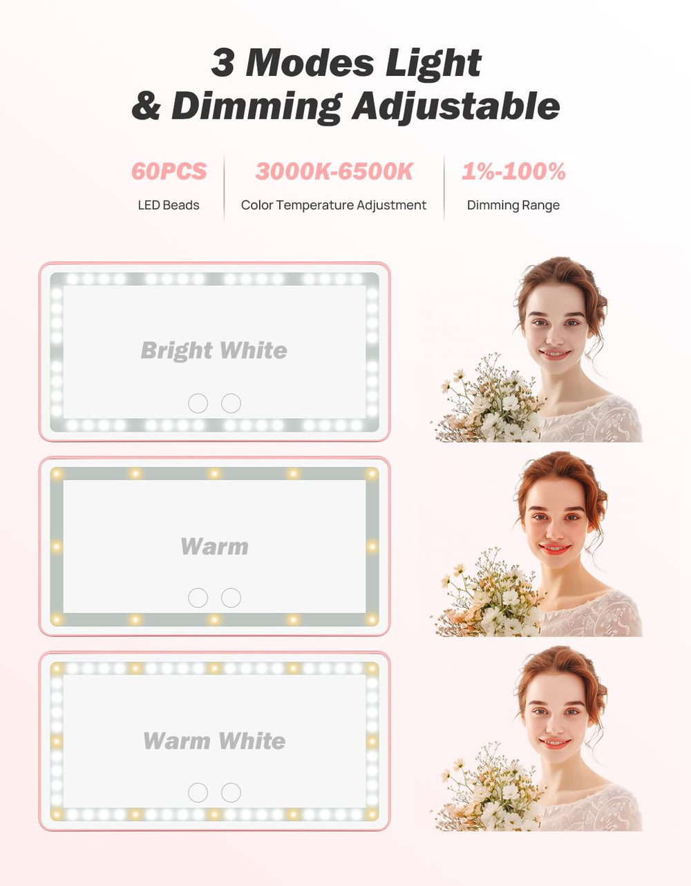 JOYTUTUS close-up of LED edge showing even lighting for accurate makeup