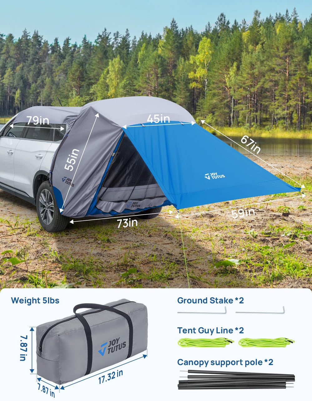 JOYTUTUS tent next to folded chairs illustrating compact packed size