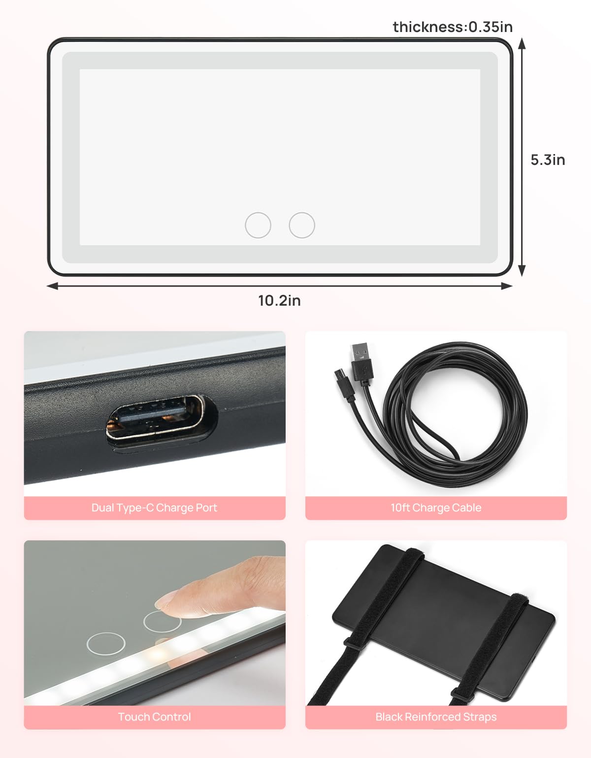 JOYTUTUS mirror held by hand showing compact size for portable travel convenience