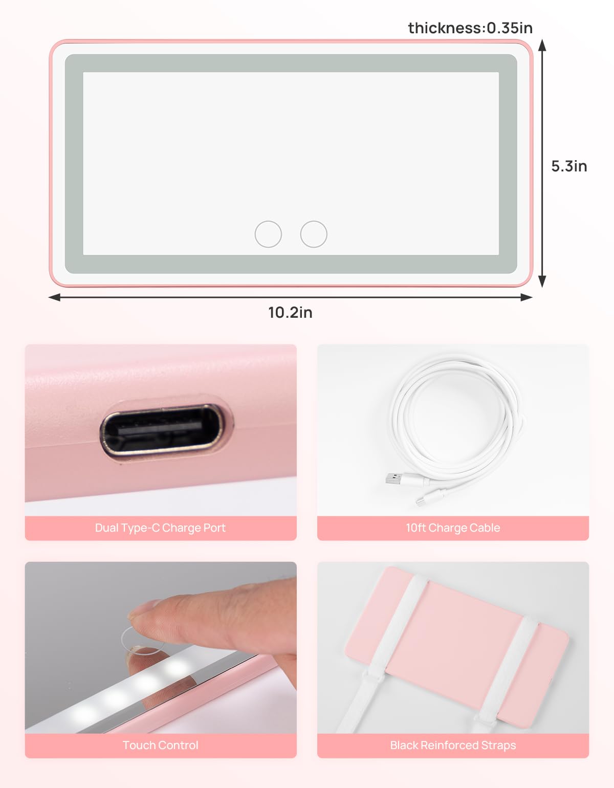 JOYTUTUS mirror beside ruler showing slim profile and space-saving fit