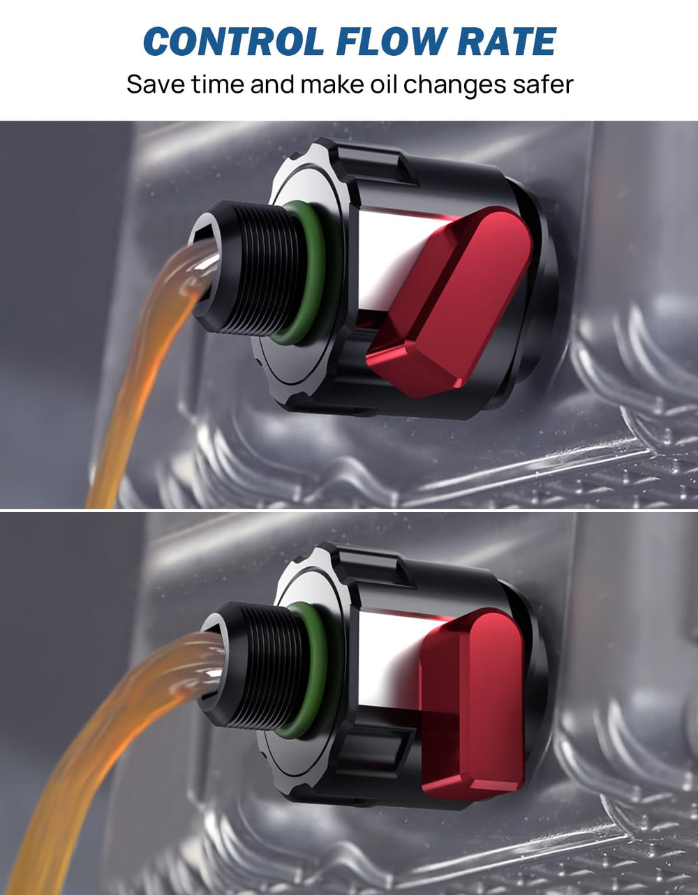 JOYTUTUS valve opened while draining oil into pan, controlled spill-free flow