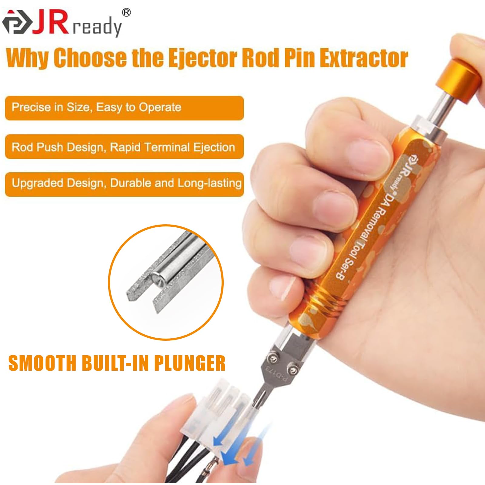 JRready plunger detail demonstrating built-in ejector rod for smoother depinning benefit