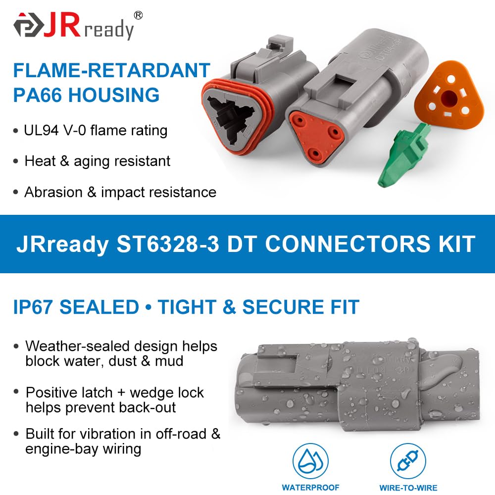 JRready connector installed under hood demonstrating durable fit in engine compartment