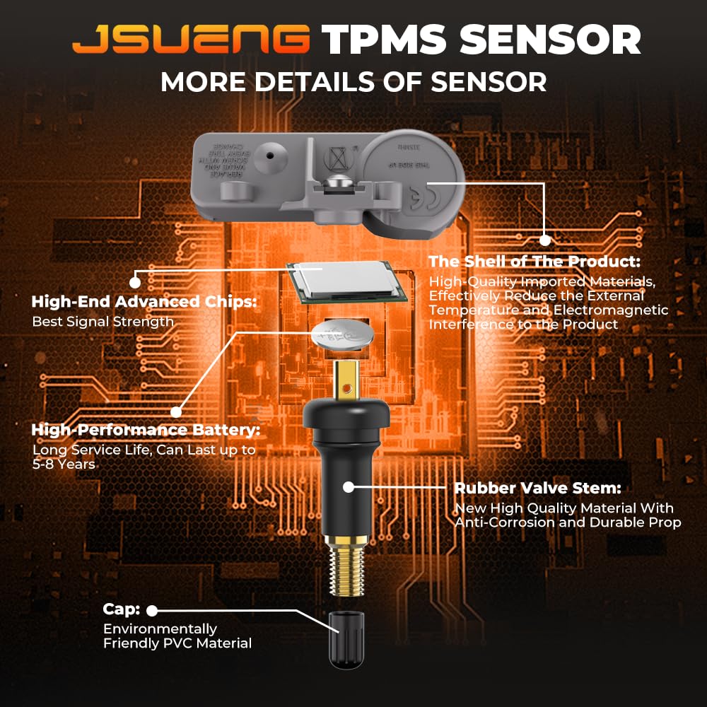 Jsueng TPMS installed on wheel to show real-world fit and easy replacement