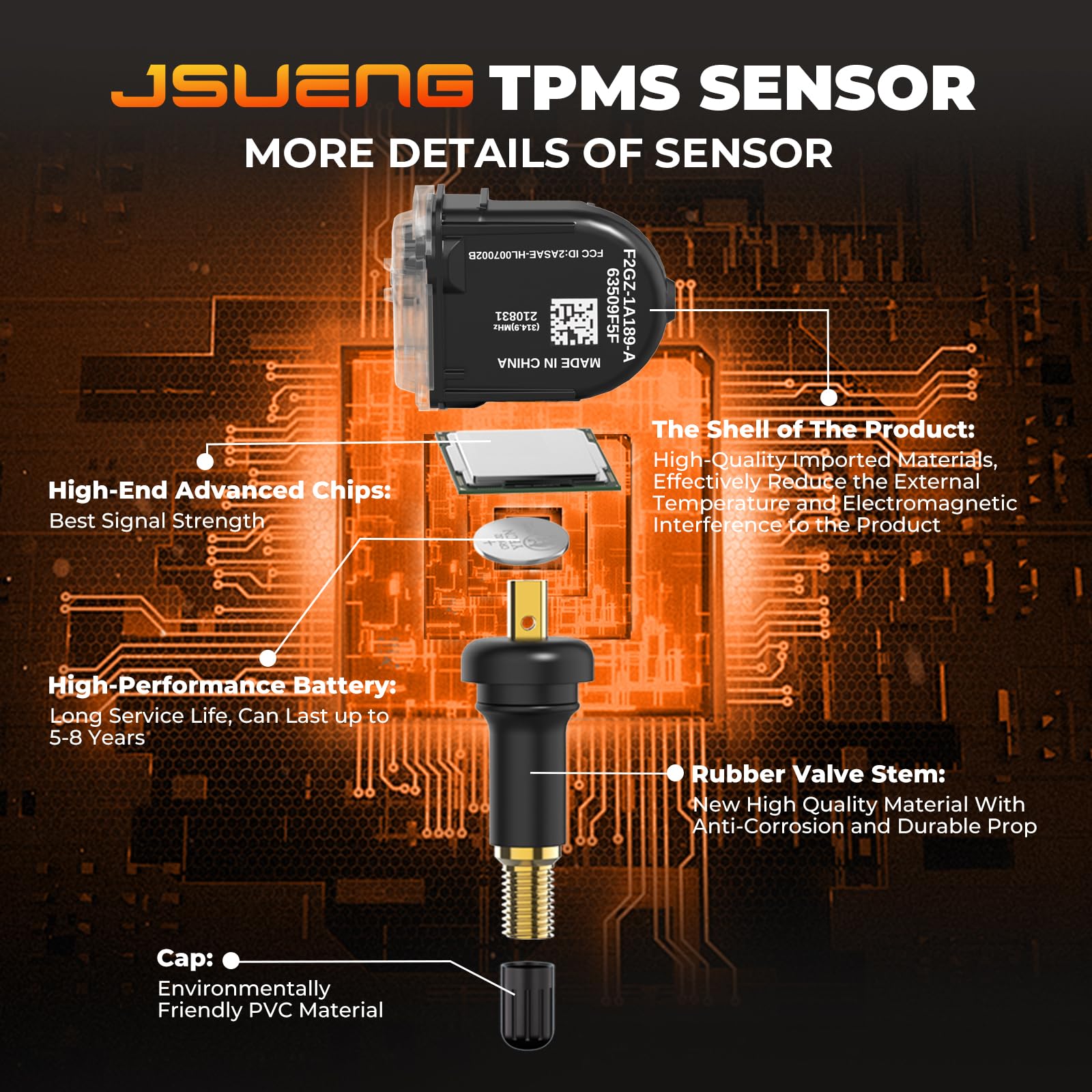 Jsueng valve stem detail image highlighting secure seal and leak prevention