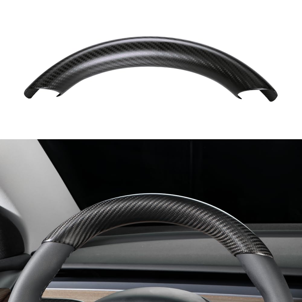 JSWAN front view of carbon fiber steering wheel cover showing clean matte finish and fit