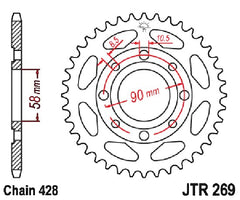 JT JTR269.45 close-up of tooth profile highlighting C49 steel finish and wear resistance