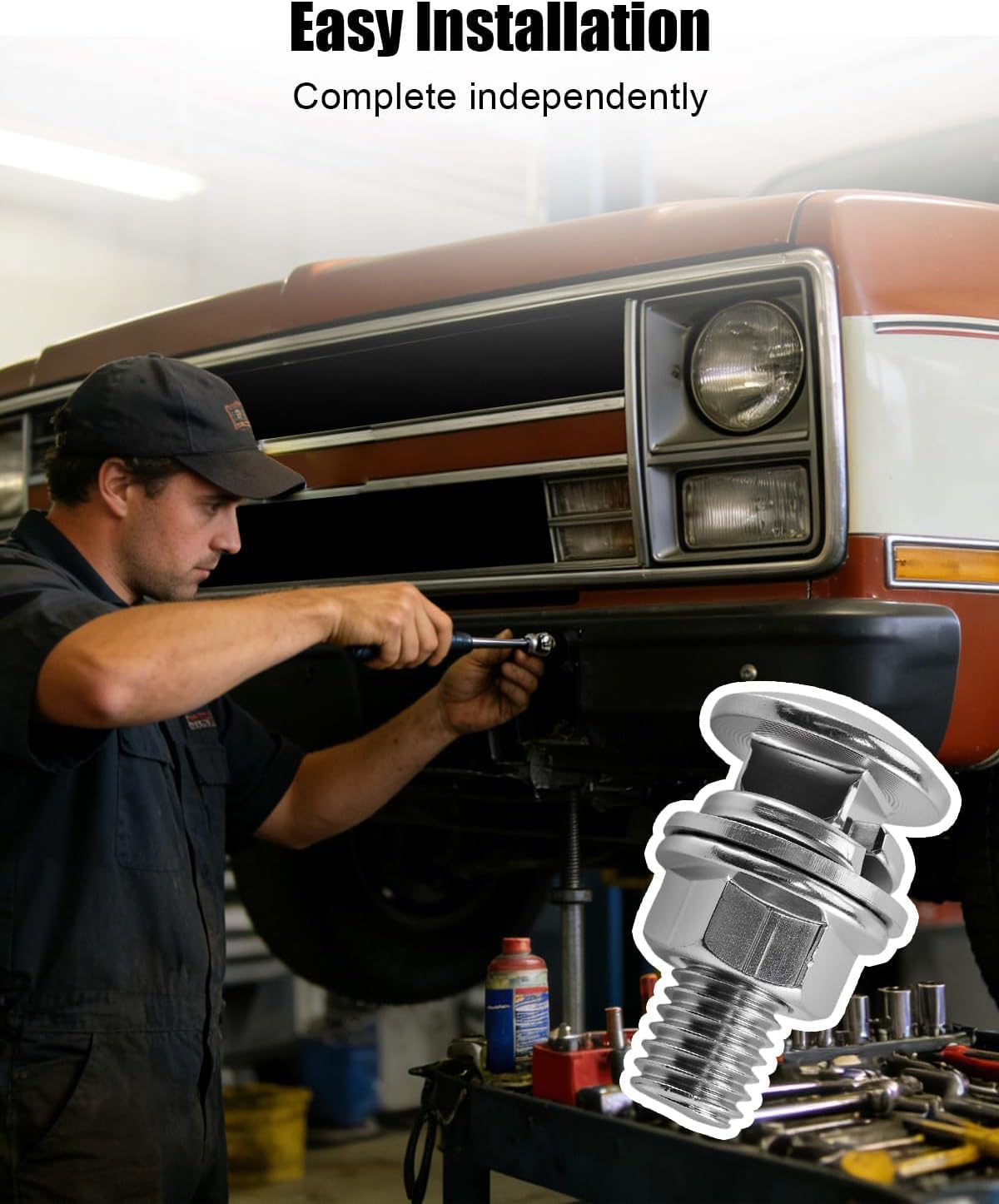 JUFWKO garage installation scene showing DIY fitment and enhanced bumper stability