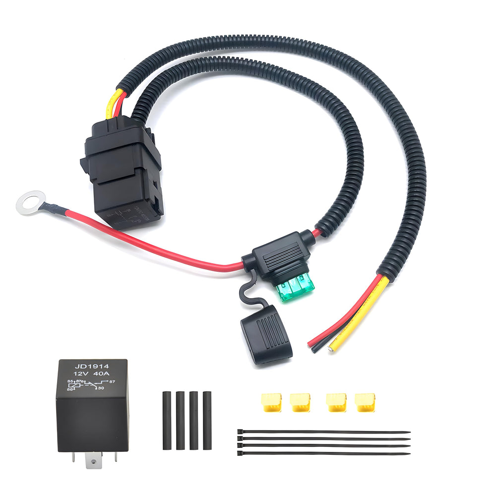 JUNRUO relay kit front packaging showing components and fitment benefit