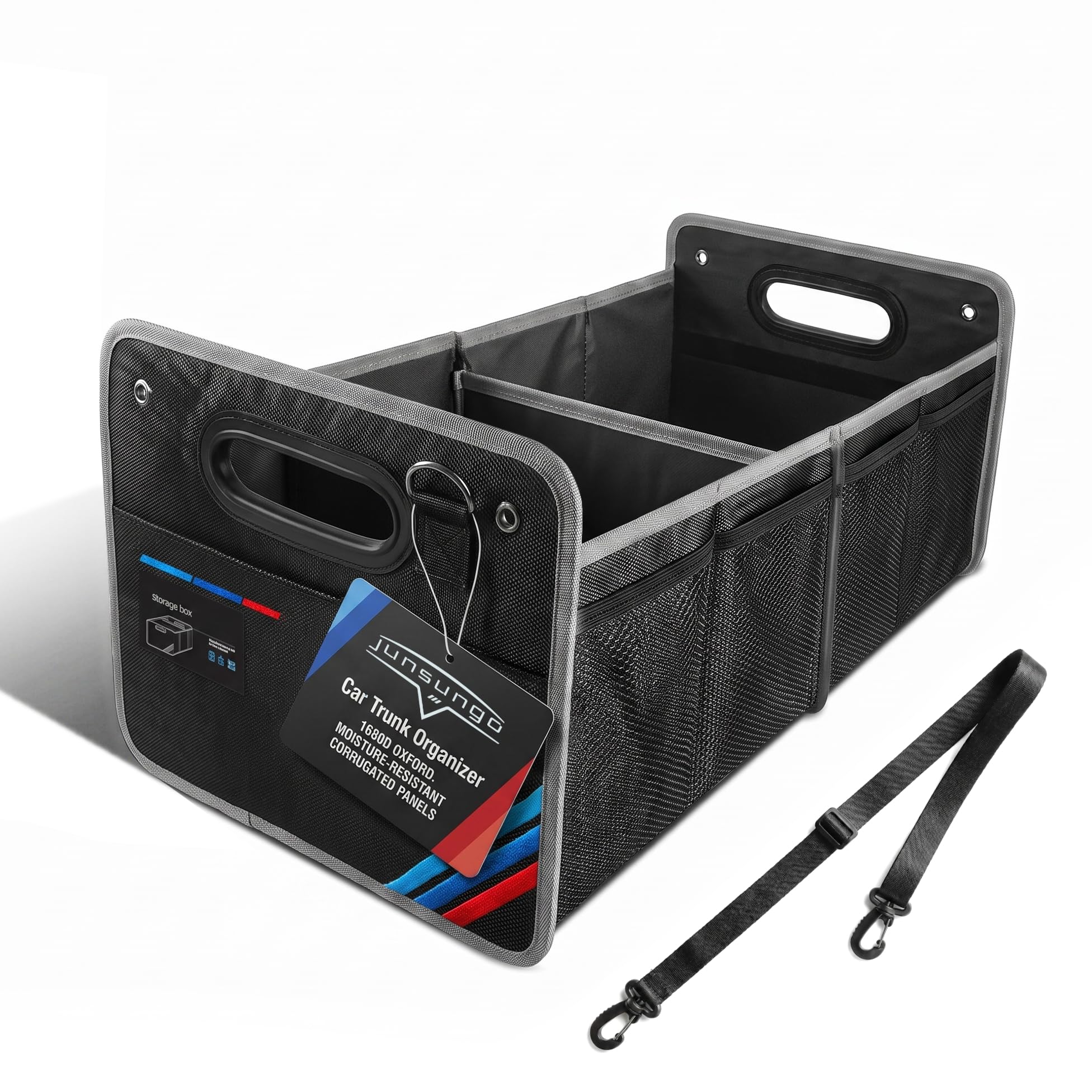 Junsungo front view showing sturdy organizer and neat storage benefit