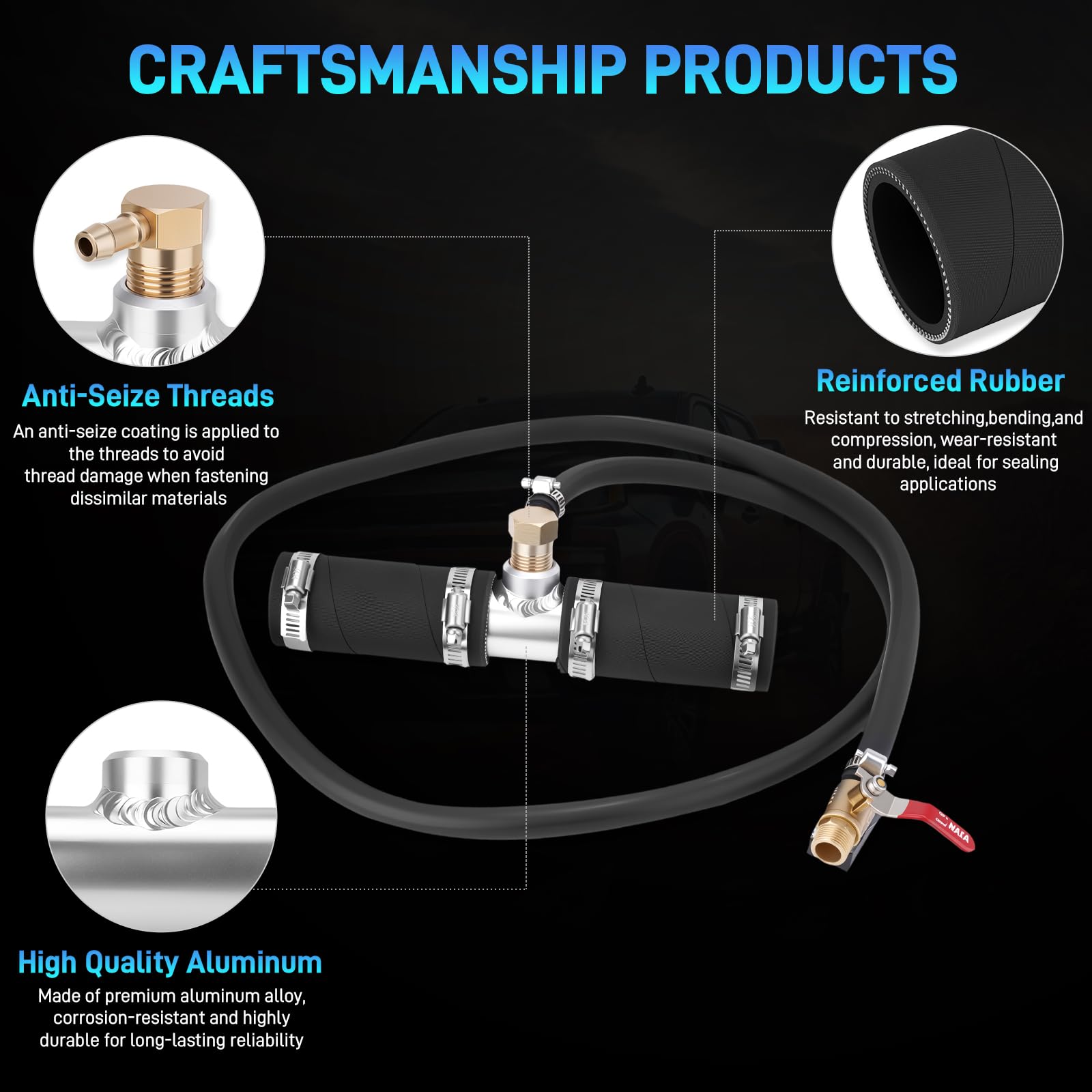 JURPLIX fuel hose and clamps arranged to display durable materials and fast installation advantage