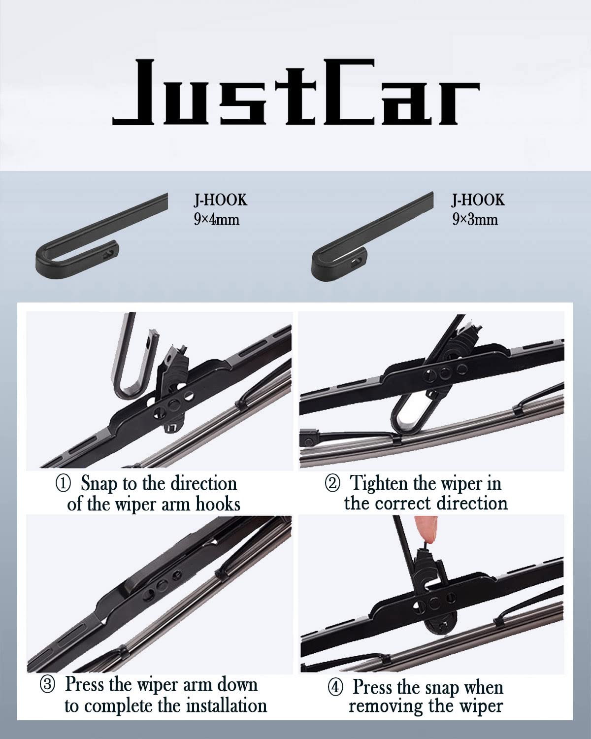 JustCar blades in a rainy driving scene demonstrating reduced noise benefit