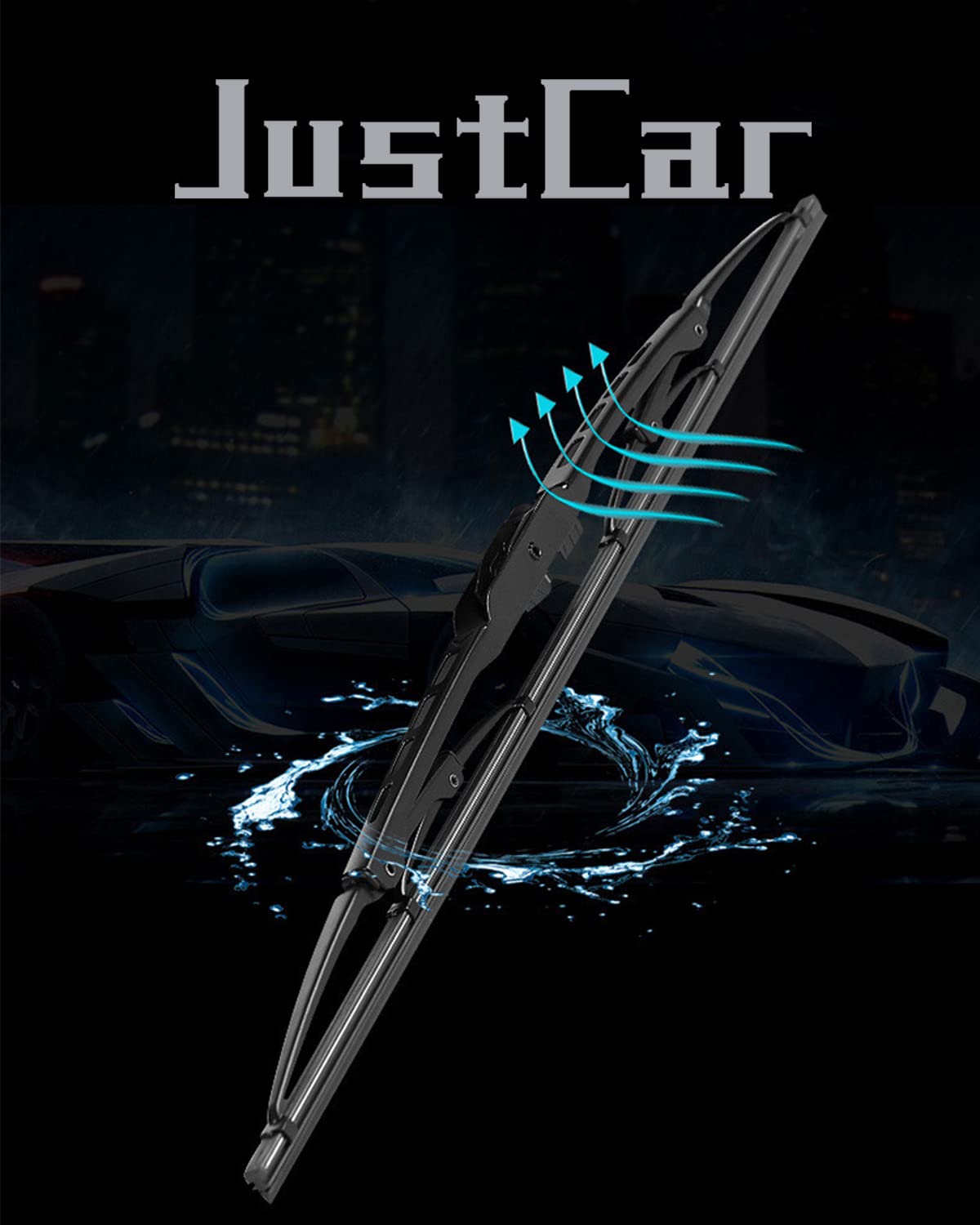 JustCar blades beside ruler showing 17-inch size for correct replacement