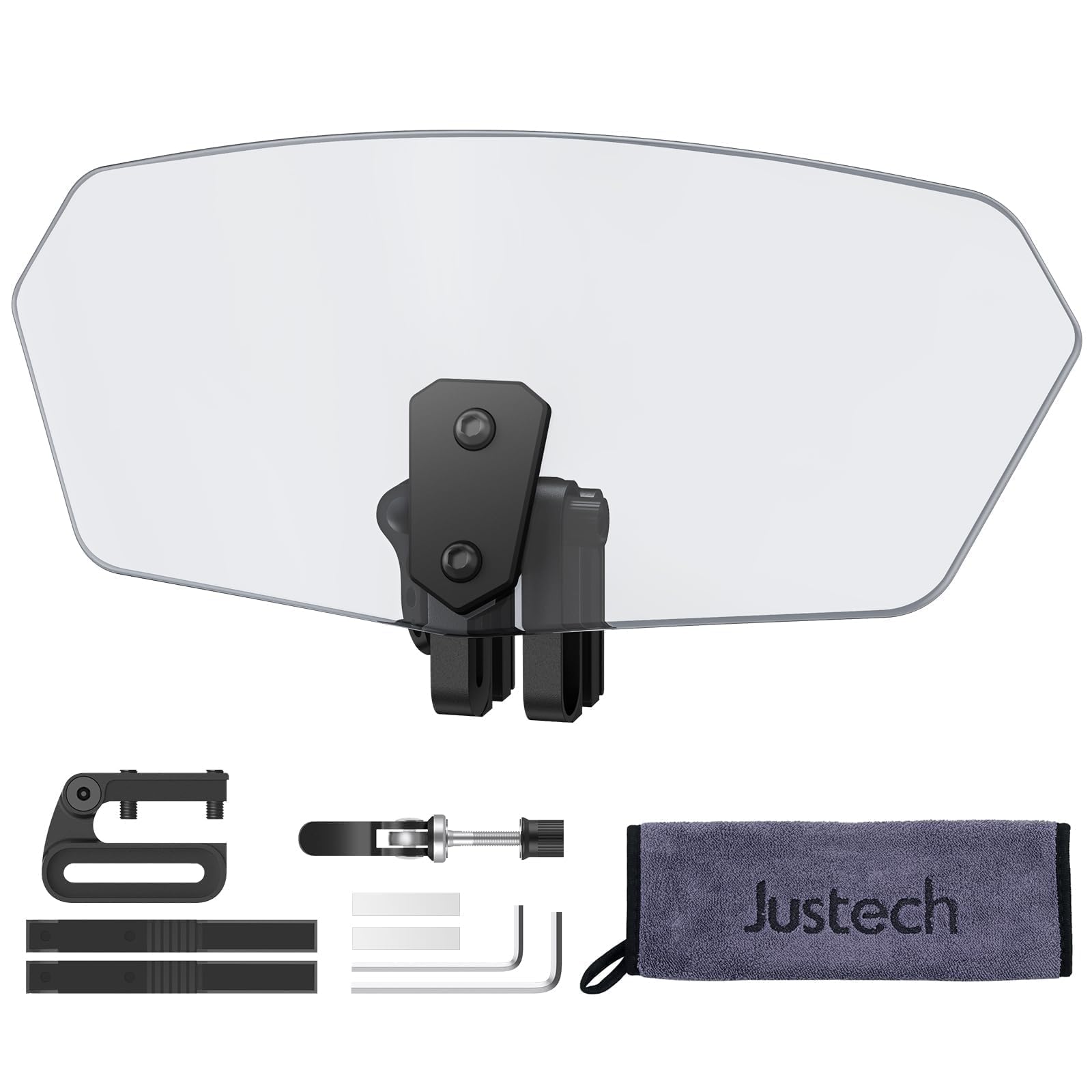 Justech front view of smoke deflector showing clean lines and wind protection benefit
