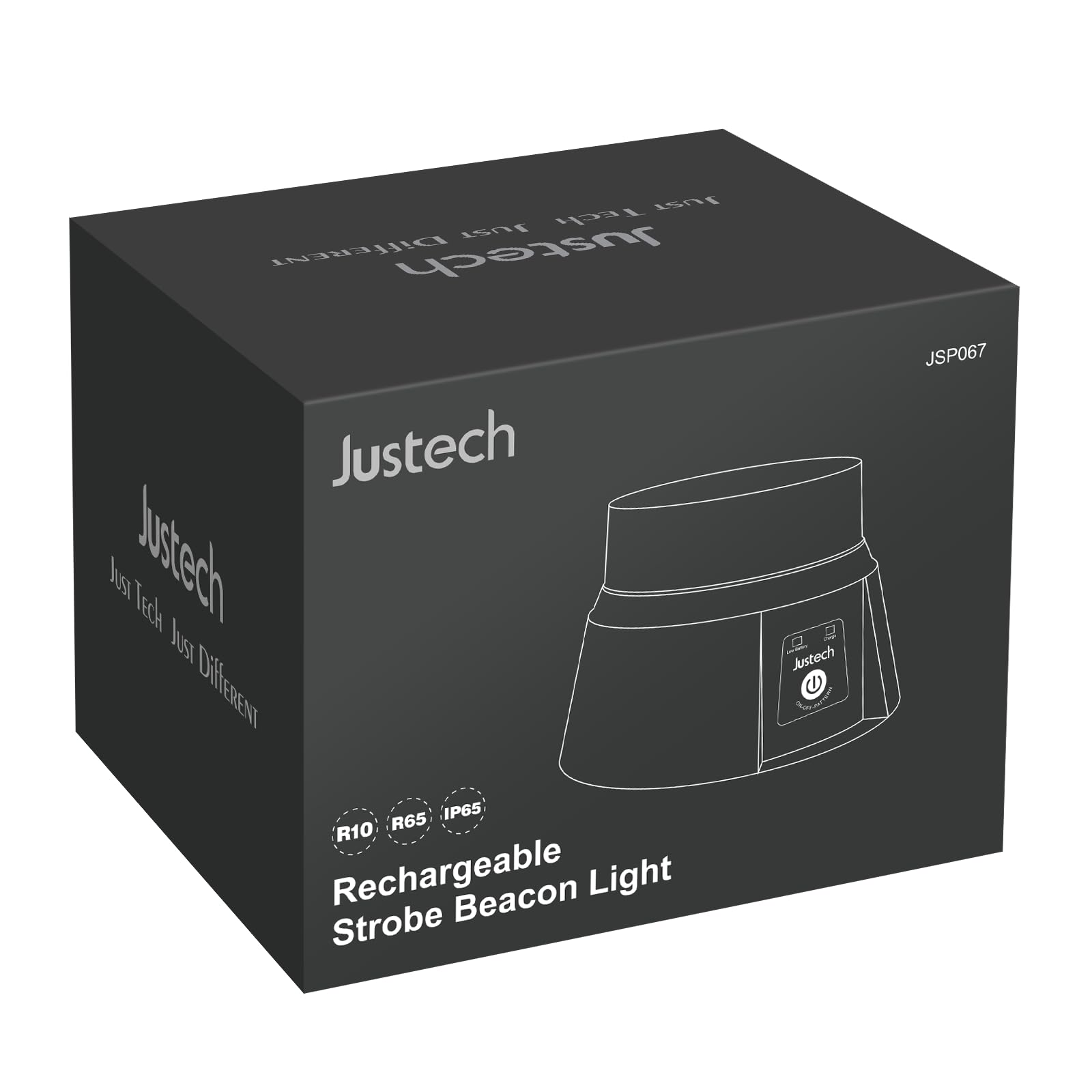 Justech retail packaging showing included components for ready-to-use setup