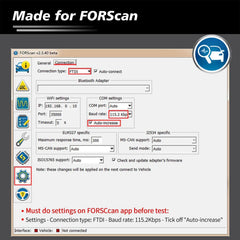 JUTA VLINKER FS connected to laptop in car demonstrating real-time diagnostic use