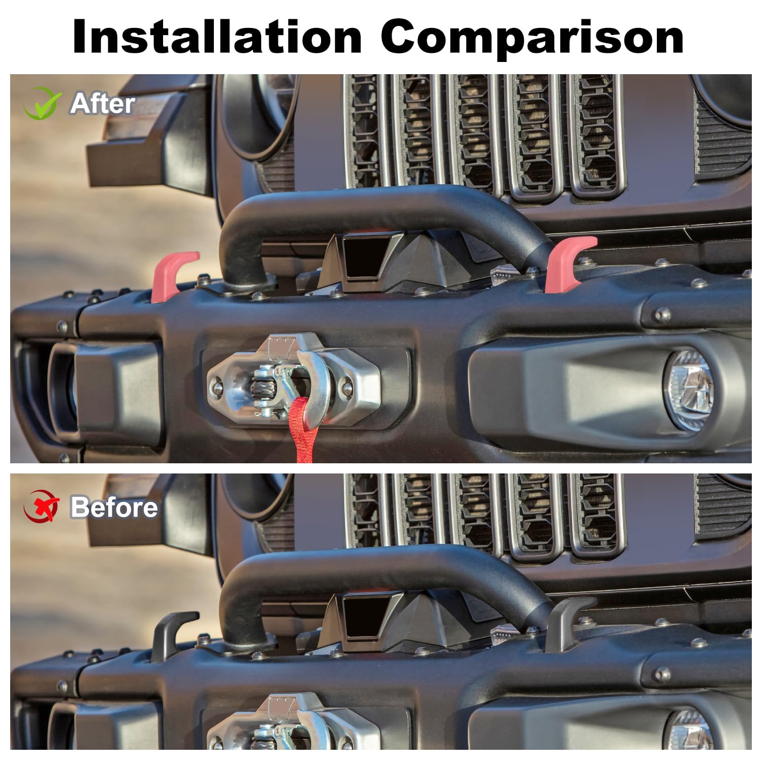 JWWY installation demonstration on Jeep showing simple warm-and-press fit
