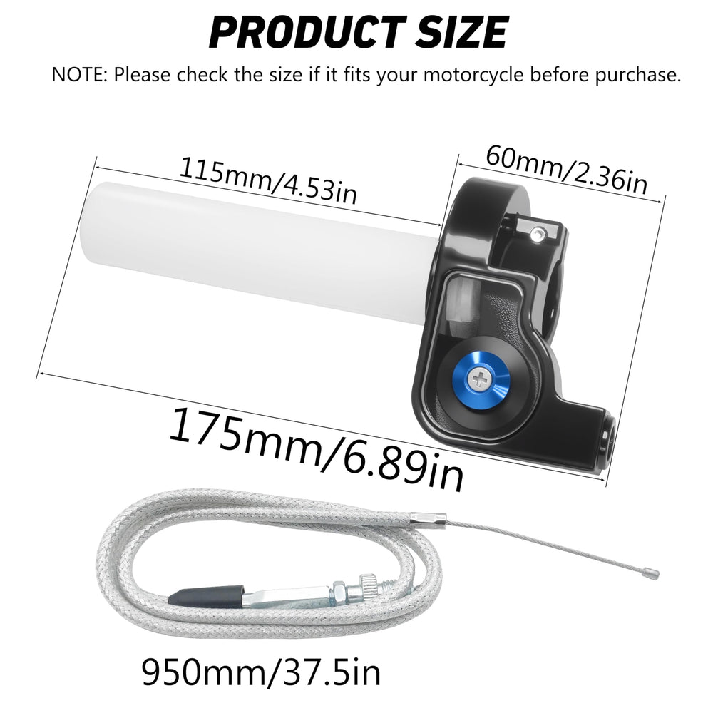 JXPANG throttle cable beside a ruler showing 950mm length for accurate fitment