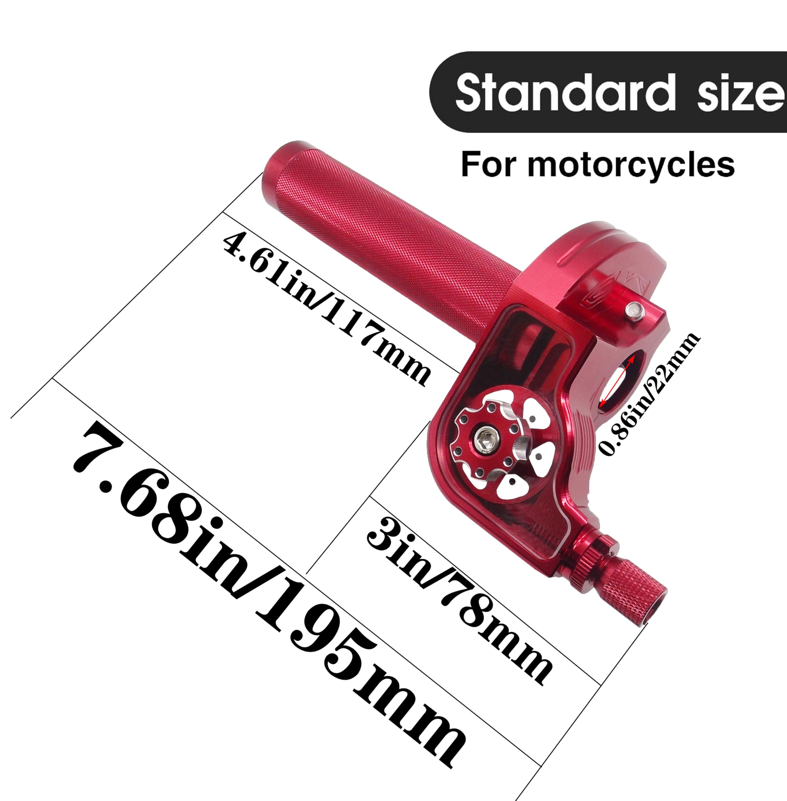 JXPANG size and scale next to ruler showing compact 22mm handlebar fit