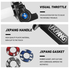 JXPANG transparent throttle box close-up revealing cable path for quick maintenance