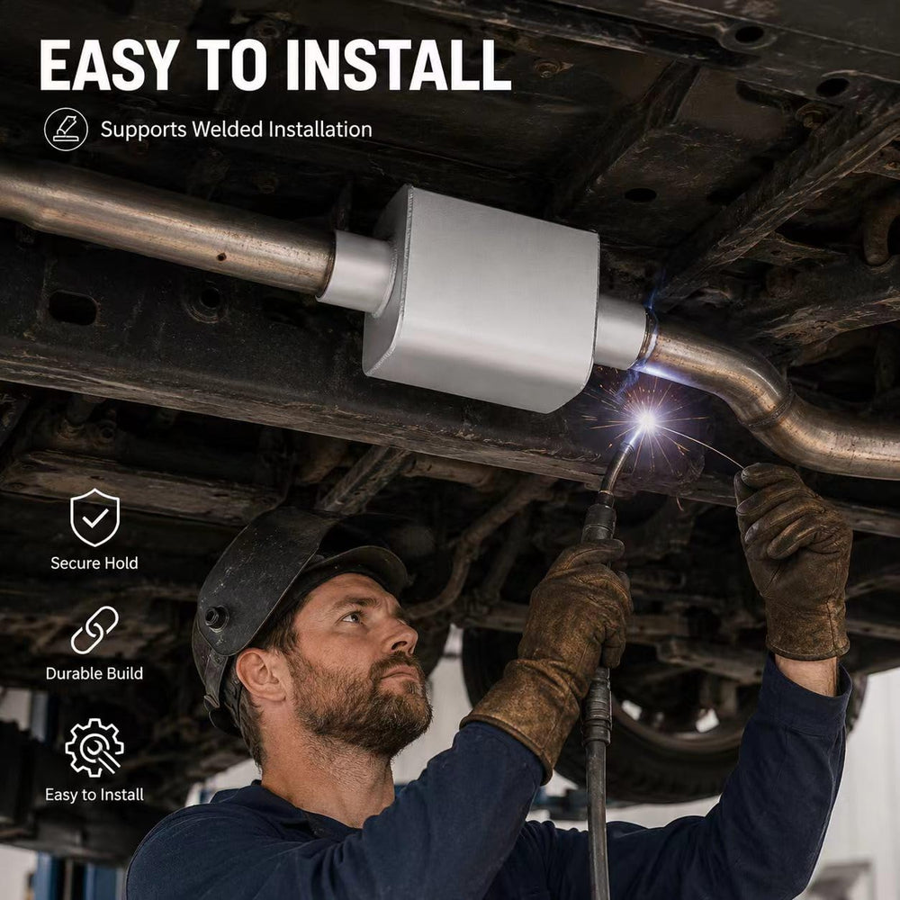 JXZHONG LIANG installed muffler under pickup demonstrating real-world fit benefit