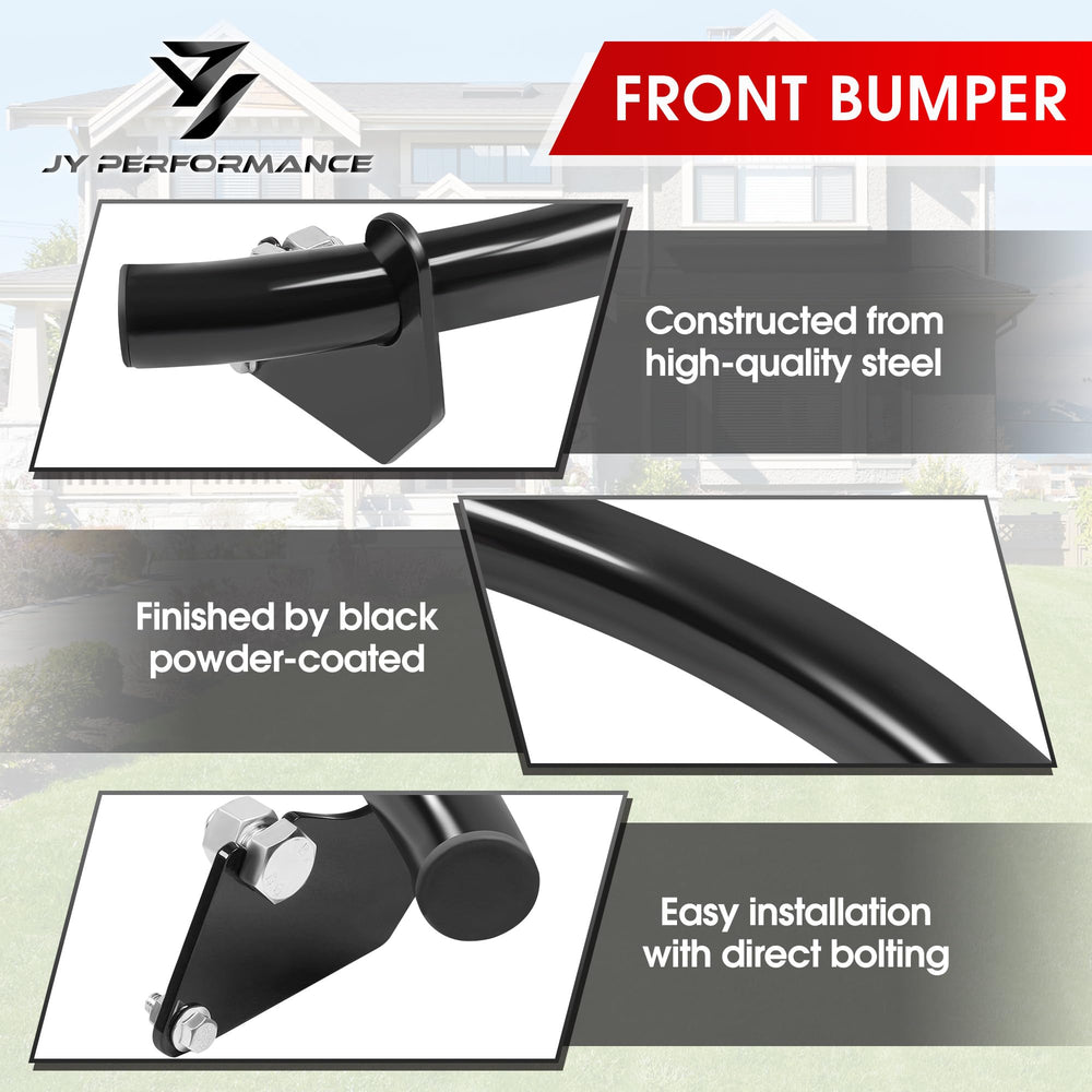 JY PERFORMANCE bumper installed on John Deere mower protecting front-end components