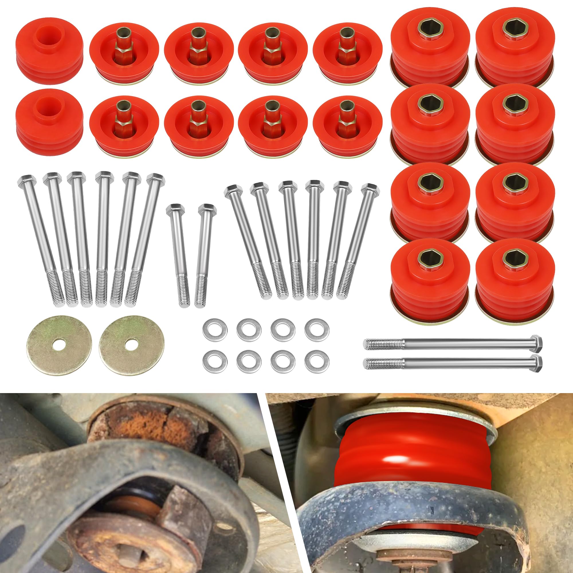 JY PERFORMANCE front packaging showing complete bushing kit and benefit of full replacement