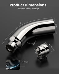 JY PERFORMANCE side profile of 90-degree mandrel bend, improves exhaust flow