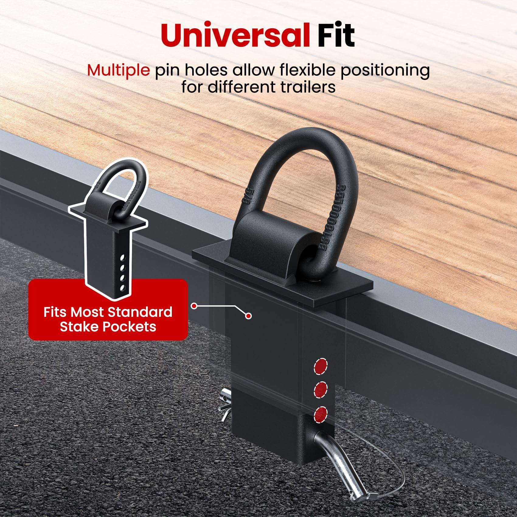 JY PERFORMANCE D ring next to ruler showing dimensions for fit and compatibility