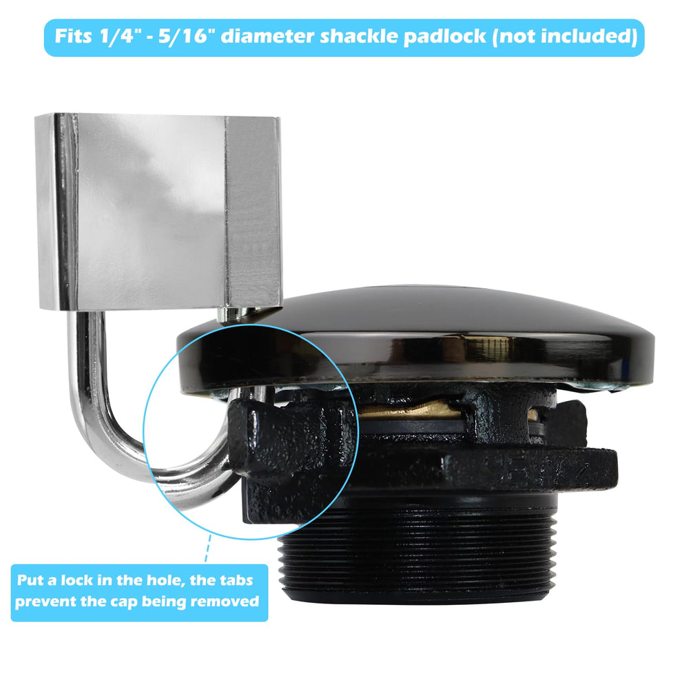 JYINCPED lock tab with padlock ready to prevent fuel theft and tampering