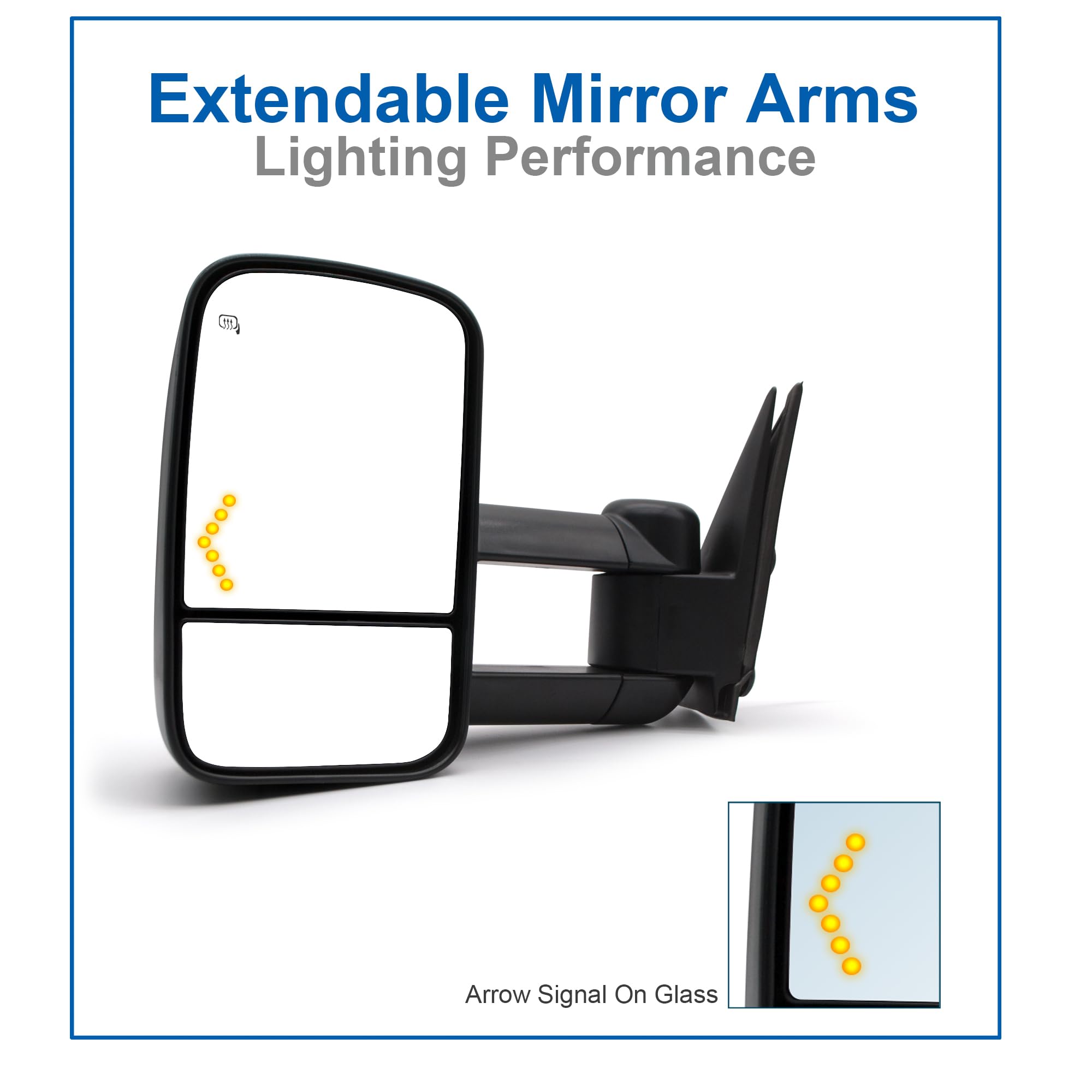 JZSUPER mirror telescoped outward showing extended view useful for trailers