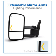 JZSUPER mirror telescoped outward showing extended view useful for trailers