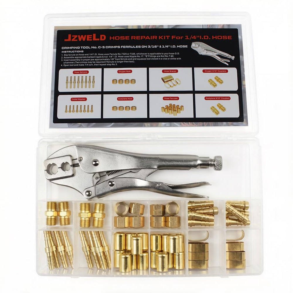 JZWELD handheld crimper detail demonstrating sturdy jaw and locking action