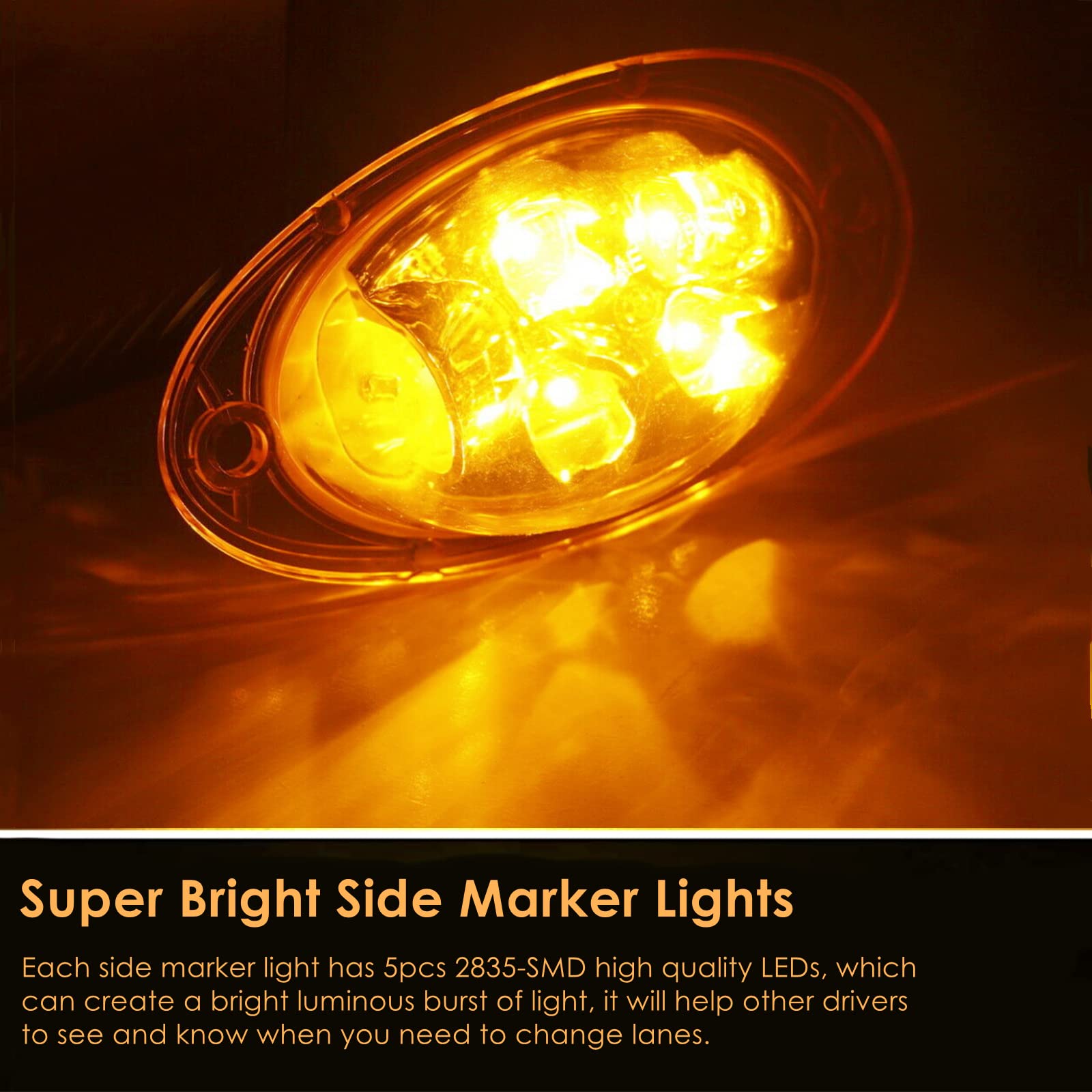 JZYZQBX close-up of 5 LED array highlighting bright amber visibility